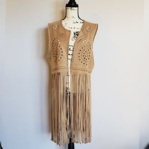 Bagatelle Vest with Long Fringe with cut-out designs